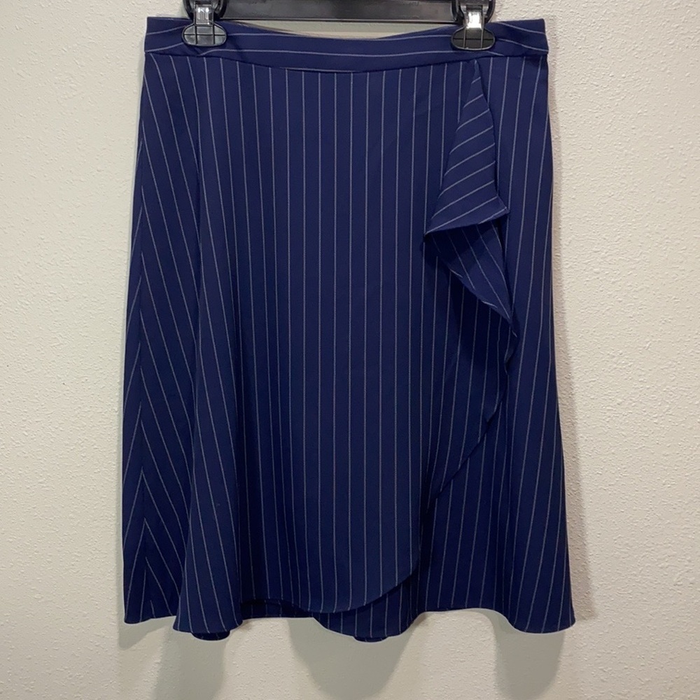 5 for $25 Banana Republic stripe blue faux wrap skirt‎
